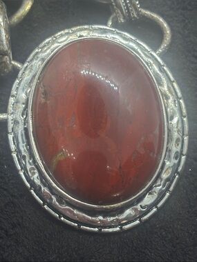Silver Red Jasper Pendant Necklace -Mens Jewelry